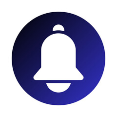 Simple white bell icon on a dark blue gradient circle