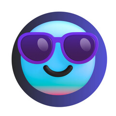 Cool blue smiley face wearing purple sunglasses