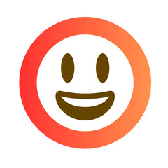 Happy smiley face icon with a gradient orange circle border