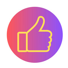 Vibrant gradient circle with yellow thumbs up icon