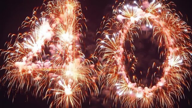Launching programmed aerial shells forming numerals 40 in night sky, creating cascading sparks