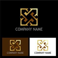 Elegant Geometric Monogram for Brand Identity, Demonstrating Modern Design, Sophistication, and Versatility in Three Distinct Color Palettes Suitable for Corporate Logo