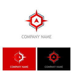 Striking Directional Compass Logo Design: Navigate Your Brand Towards Success with this Modern Hexagonal Pointed Symbol for Professional Business Identity, Three Versions