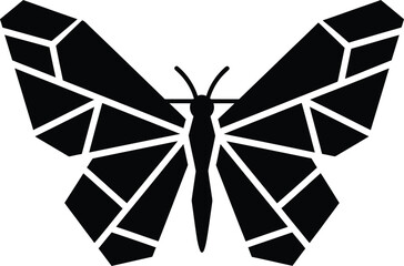 Geometric black silhouette of a butterfly with angular wings on a white background insect winged © Golam Rabbani