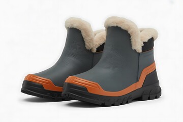 Stylish winter boots with cozy faux fur trim ready for snowy adventures, blending fashion and function for a trendy, comfortable winter look perfect for cold weather days