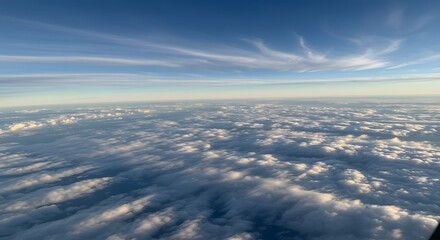 Naklejka premium The intricate, wispy patterns of jet stream clouds.