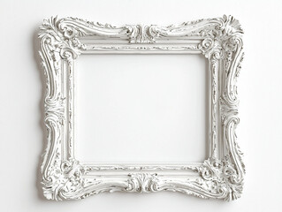 Ornate White Vintage Frame with Intricate Decoration for Artwork Display