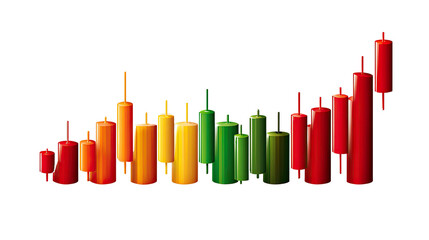 Candle Chart Ascend: A visually engaging representation of market trends, using vibrant candles to illustrate the rise of financial values.