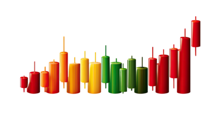 Candle Chart Ascend: A visually engaging representation of market trends, using vibrant candles to illustrate the rise of financial values.