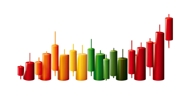 Candle Chart Ascend: A visually engaging representation of market trends, using vibrant candles to illustrate the rise of financial values.