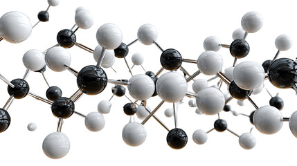 Molecular Network: Capturing the intricate beauty of molecular bonds, this image reveals a complex network of interconnected spheres.