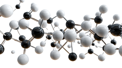 Molecular Network: Capturing the intricate beauty of molecular bonds, this image reveals a complex network of interconnected spheres.