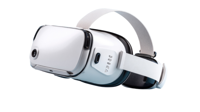VR Headset: A sleek, modern virtual reality headset, poised on the cutting edge of technological innovation. A symbol of immersive experiences and the future of digital entertainment.