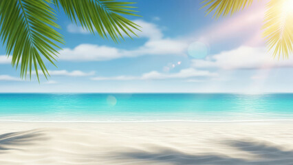 Obraz premium Beautiful tropical beach with turquoise water and palm trees vacation