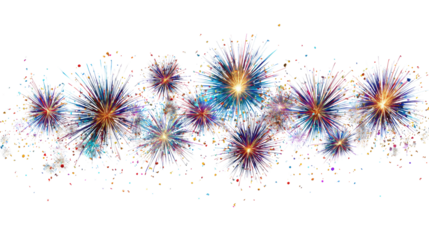 Fireworks Display: An artistic explosion of vibrant fireworks illuminates the night sky, showcasing an array of colors and dazzling light patterns, celebrating a special occasion with joy and awe.