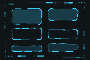 Neon Cyan Tech HUD Frame and Interface Elements for Sci-Fi UI and Gaming