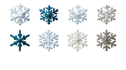 Winter Whispers: A collection of exquisite snowflakes, each a unique masterpiece of icy artistry, evokes the enchanting beauty and delicate precision of winter's embrace. 