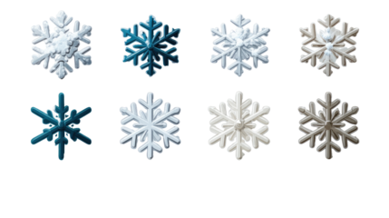Winter Whispers: A collection of exquisite snowflakes, each a unique masterpiece of icy artistry, evokes the enchanting beauty and delicate precision of winter's embrace. 