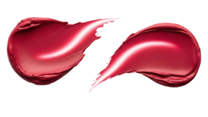 Burgundy lipstick smear isolated on transparent background, creamy texture swatch for makeup and beauty product design PNG