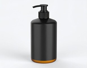 Fototapeta premium Black pump bottle with gold accent on a white background