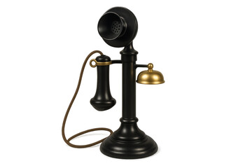 Candlestick telephone highlighting historical communication and vintage technology. Object on transparent background