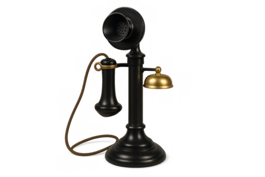 Candlestick telephone highlighting historical communication and vintage technology. Object on transparent background - Powered by Adobe