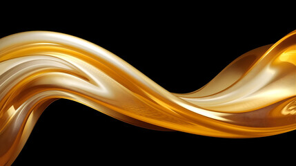 golden liquid flowing on a black background
