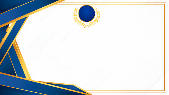 A professional certificate template featuring dark blue and gold accents with a premium award badge. Ideal for corporate awards, school diplomas, recognition certificates, and achievement documents.