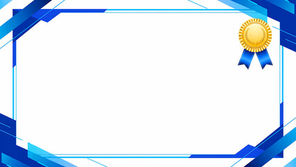 A stylish certificate design featuring bold blue geometric elements, sharp edges, and a gold award seal. Perfect for corporate awards, education certificates, training completion, and professional rec