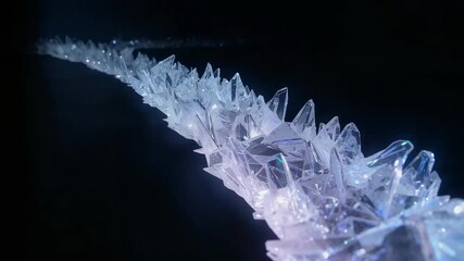 Moving camera revealing crystalline ridge in studio to reveal prismatic facets and bluish tints - Powered by Adobe