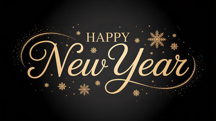 Happy new year elegant golden text with festive sparkle design