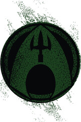 Ocean King Trident Symbol Distressed Vector T-Shirt Graphic