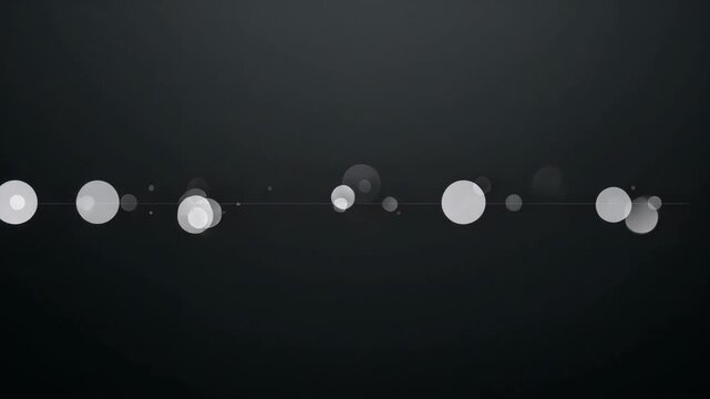 Timeline starting luminous discs sliding right along thin line on dark gradient, forming halos