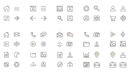 a set of simple and minimalist icon bundles suitable for the needs of a website with white backgrounds