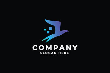 Abstract Digital Bird Logo
