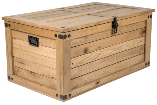 Beautifully crafted rustic wooden storage chest, ideal for home organization and adding a charming, antique touch to any living space