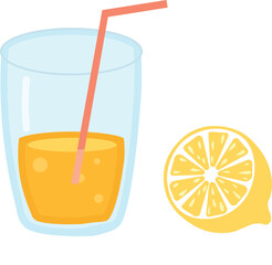 Lemonade glass with lemon slices vector illustration for summer and refreshment themes