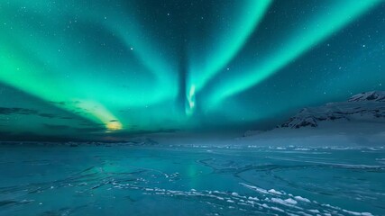 Brightening aurora curtains intensifying over polar night, with solar wind sparking, left glow - Powered by Adobe