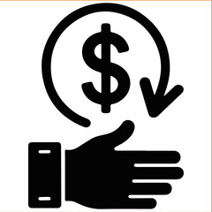 Hand offering money back with dollar symbol and circular arrow refund concept VECTOR