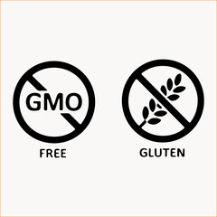 Gmo free and gluten free symbols representing healthy food choices and dietary needs VECTOR