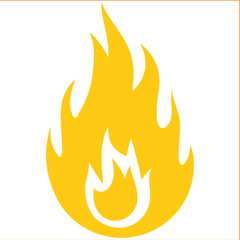 Bright yellow flame burning intensely against a white background illustration art VECTOR