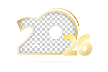 Year 2026 with place for image, vector template.