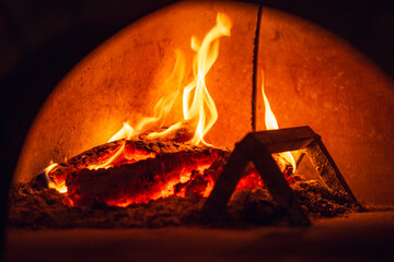 fire burning in the fireplace