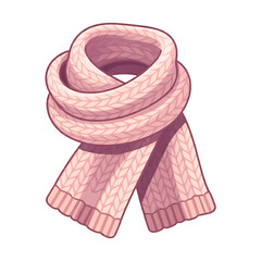 Cozy pink knitted scarf with cable knit pattern