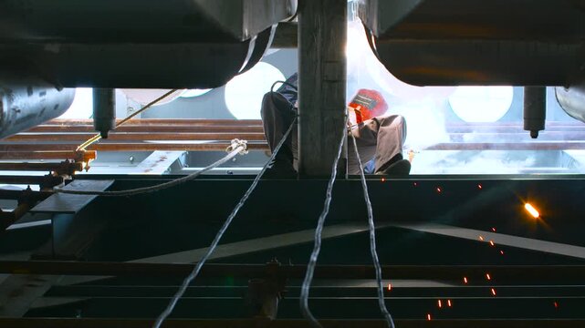 Industrial Construction Welding on Large Steel Beams