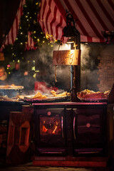 fireplace with christmas decorations