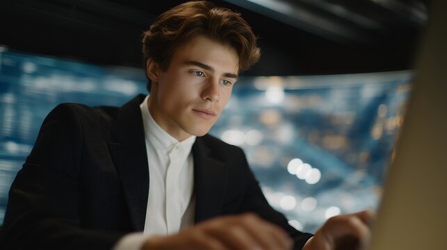 A robotics engineer configuring a timed activation sequence on a holographic interface as a prototype robot powers up with precise countdown cues — automated workflow timing, advanced robotics