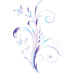 A beautiful neon Blue-violet gradient floral pattern with delicate flowers, set against a white background