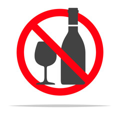 No alcohol drink prohibition sign vector isolated illustration