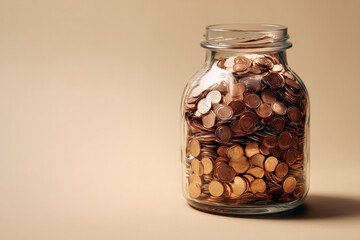 Grow your savings with this jar full of coins, perfect for finance blogs or money-saving tips, start saving today and invest in your future now